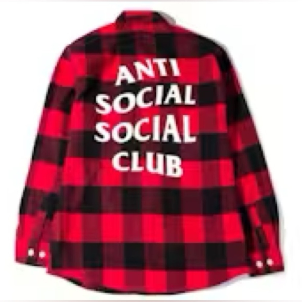 Anti Social Social Club Red and Black Flannel